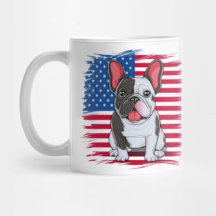 A cartoon French bulldog with American flag(2) Mug